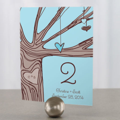 Heart Strings Table Number Numbers 1-12 Aqua Blue