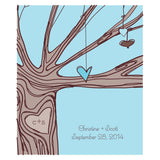 Heart Strings Rectangular Label Aqua Blue