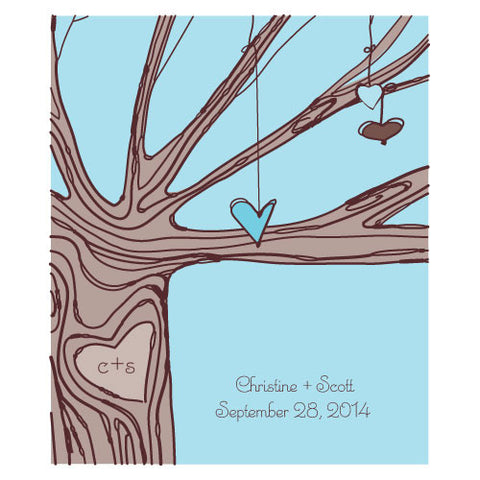 Heart Strings Rectangular Label Aqua Blue