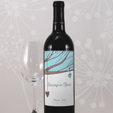 Heart Strings Wine Label Aqua Blue