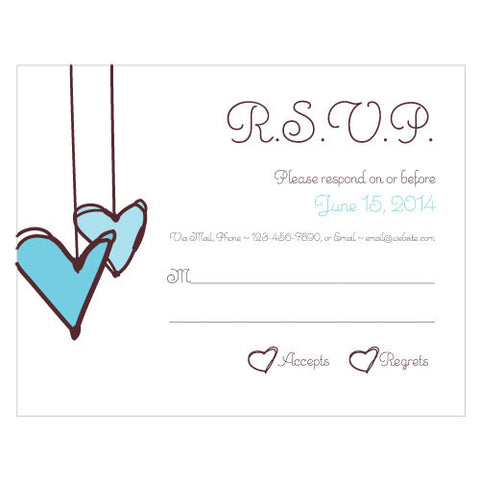 Heart Strings RSVP Aqua Blue