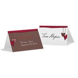 Heart Strings Place Card With Fold Aqua Blue