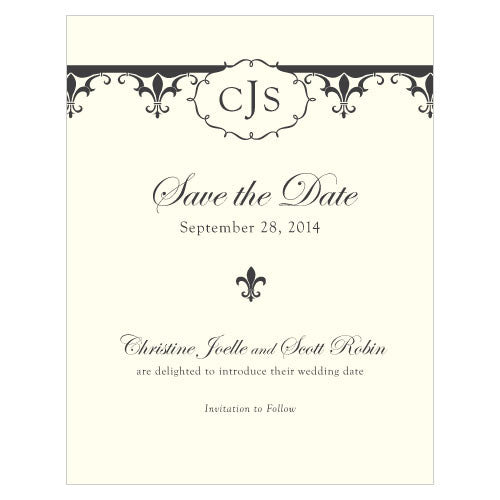 Fleur De Lis Save The Date Card Royal Blue