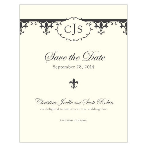Fleur De Lis Save The Date Card Royal Blue
