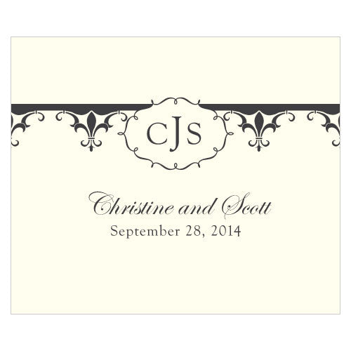 Fleur De Lis Rectangular Label Royal Blue
