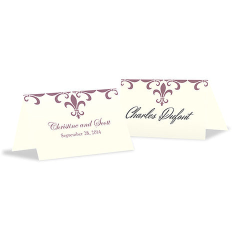 Fleur De Lis Place Card With Fold Royal Blue