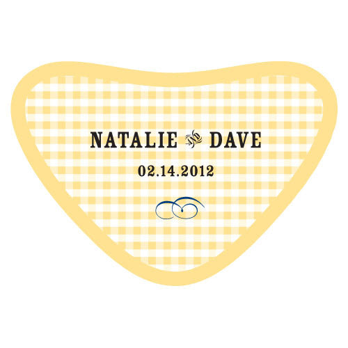 Plaid Heart Container Sticker Saffron Yellow