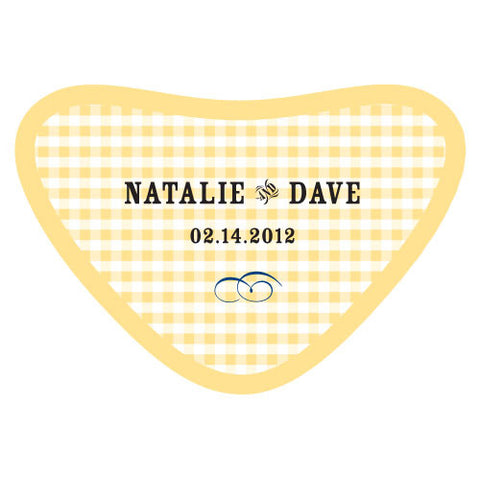 Plaid Heart Container Sticker Saffron Yellow