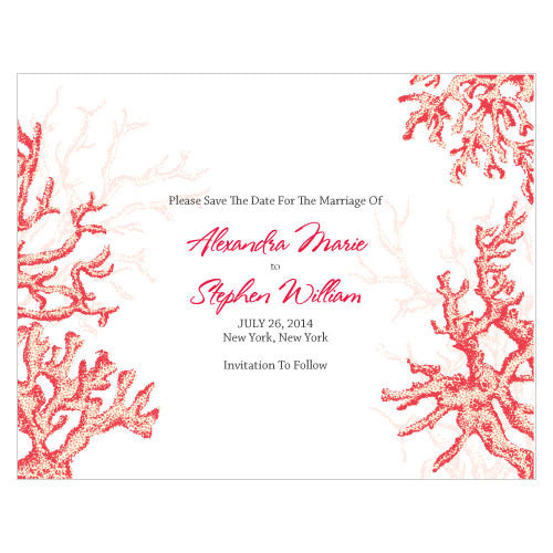 Reef Coral Save The Date Card Red