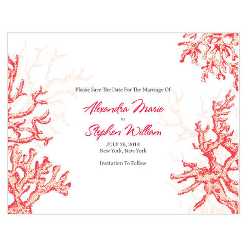 Reef Coral Save The Date Card Red