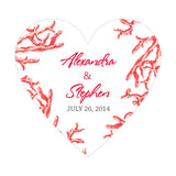 Reef Coral Heart Sticker Red