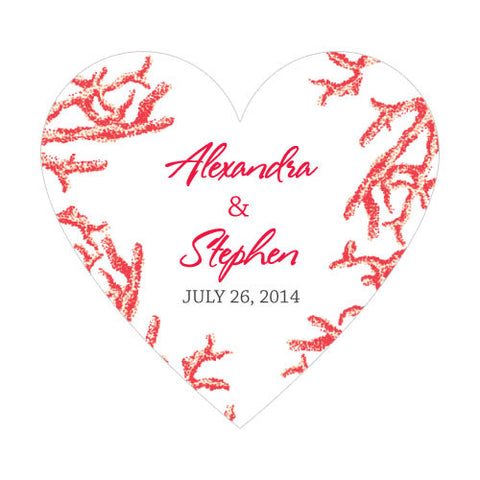 Reef Coral Heart Sticker Red