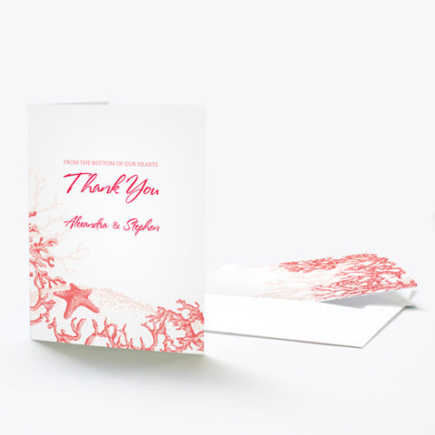 Reef Coral Thank You Card Red