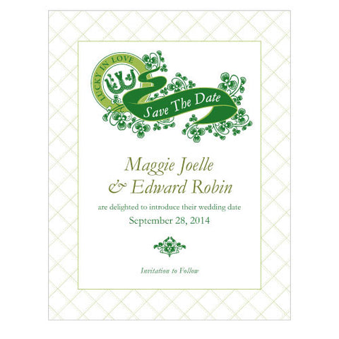 Luck Of The Irish Save The Date Card Classical Green