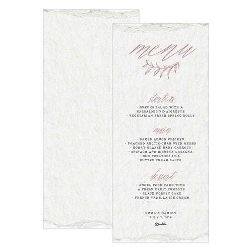 Modern Fairy Tale Menu Card Vintage Pink