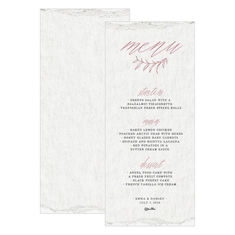 Modern Fairy Tale Menu Card Vintage Pink