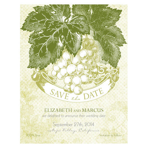 A Wine Romance Save The Date Card Willow Green