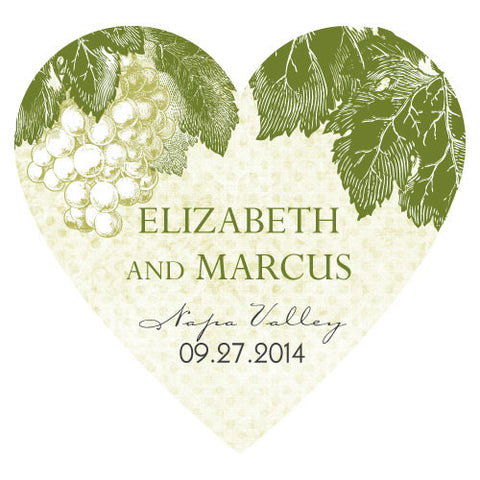 A Wine Romance Heart Sticker Willow Green