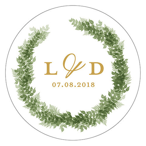 Love Wreath Small Sticker - Monogram