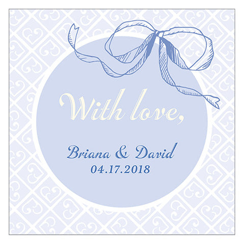Vintage Romance Square Favor Tag - Hydrangea Periwinkle