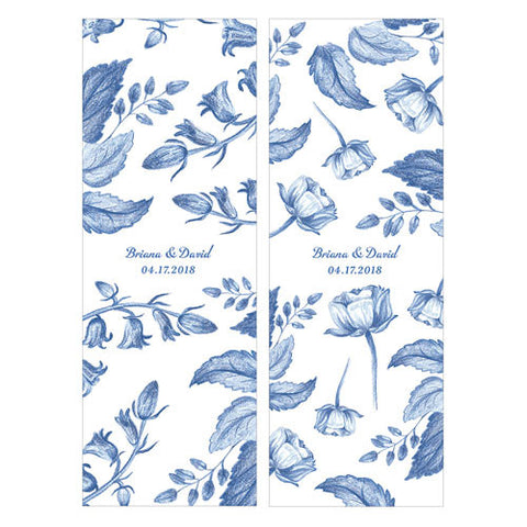 Vintage Romance Assorted Floral Personalized Matchbox Favor Box Wrap Powder Blue