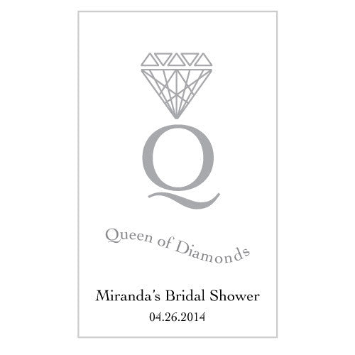 Queen Of Diamonds  Rectangular Playing Card Sticker Metallic Oasis Blue