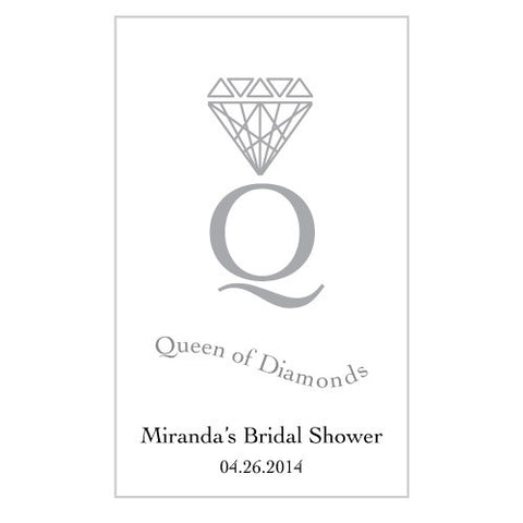 Queen Of Diamonds  Rectangular Playing Card Sticker Metallic Oasis Blue