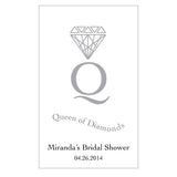Queen Of Diamonds  Rectangular Playing Card Sticker Metallic Oasis Blue