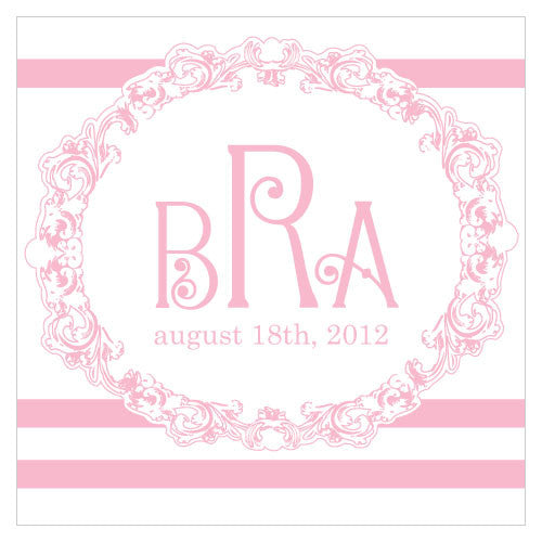 Rococo Monogram Square Tag Pastel Pink