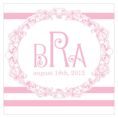Rococo Monogram Square Tag Pastel Pink