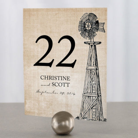 Rustic Country Table Number Numbers 1-12 Black