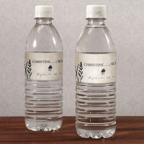 Rustic Country Water Bottle Label Black