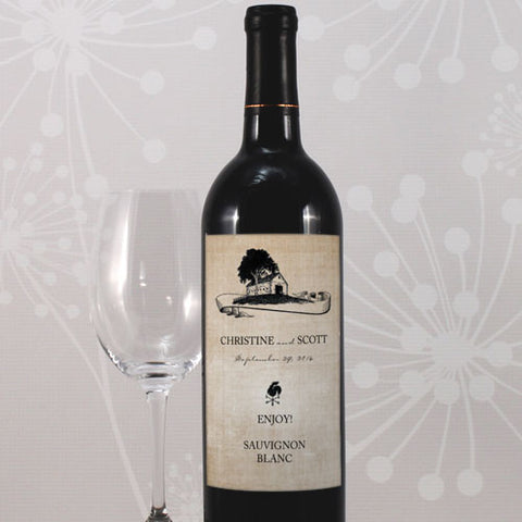 Rustic Country Wine Label Black