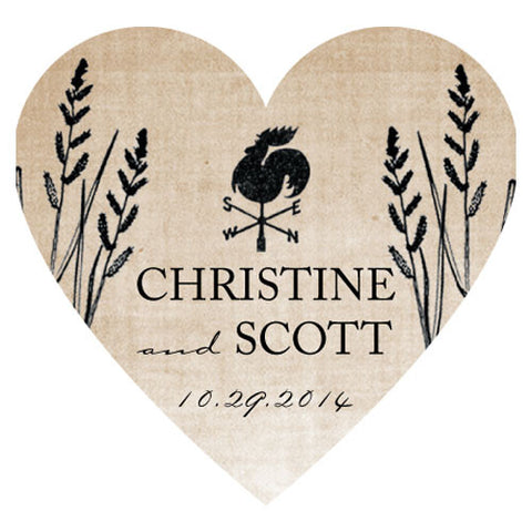 Rustic Country Heart Sticker Black
