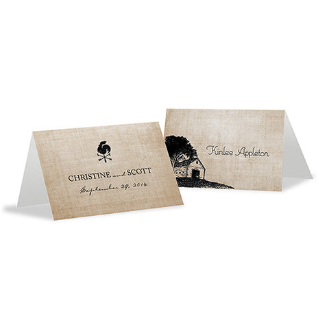 Rustic Country Place Card With Fold Black
