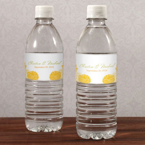 Zinnia Bloom Water Bottle Label Black