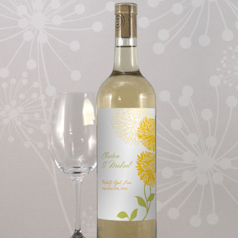 Zinnia Bloom Wine Label Black