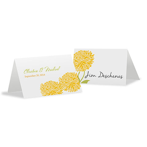 Zinnia Bloom Place Card With Fold Black