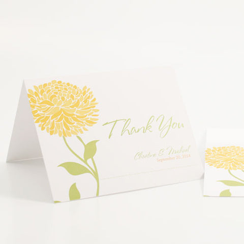 Zinnia Bloom Thank You Card Black