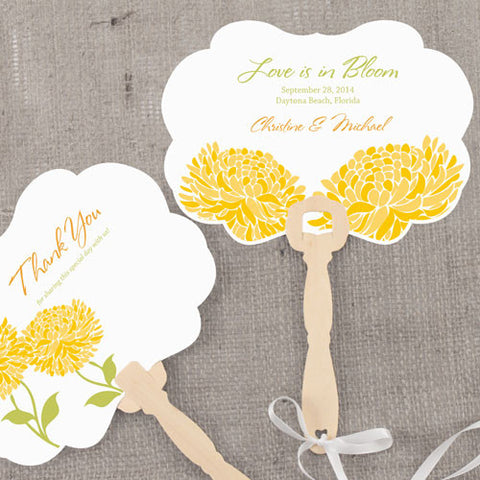 Zinnia Bloom Personalized Hand Fan Black
