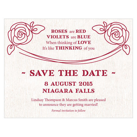 Rose Save The Date Card Pastel Pink