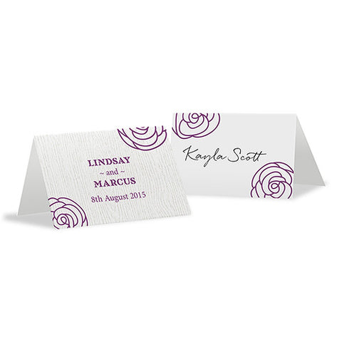 Rose Place Card With Fold Pastel Pink