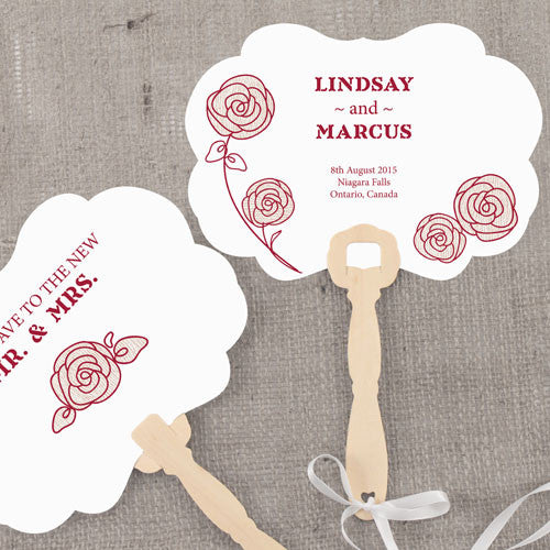 Rose Personalized Hand Fan Pastel Pink