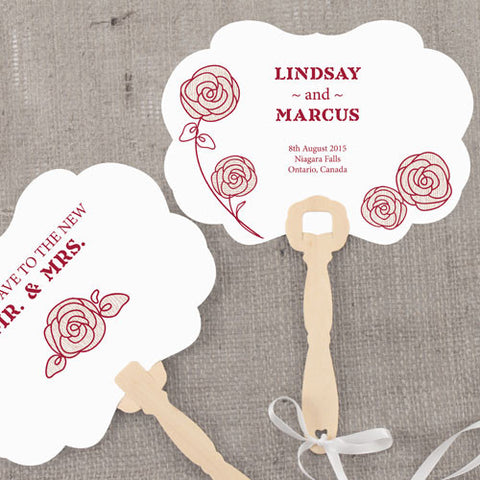 Rose Personalized Hand Fan Pastel Pink