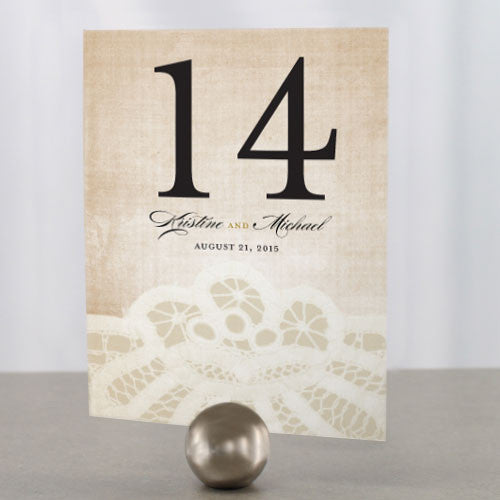 Vintage Lace Table Number Numbers 1-12 Pastel Pink