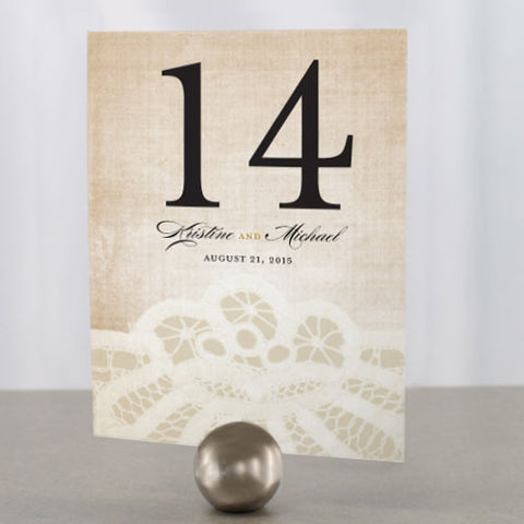 Vintage Lace Table Number Numbers 1-12 Pastel Pink