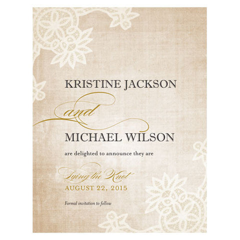 Vintage Lace Save The Date Card Pastel Pink