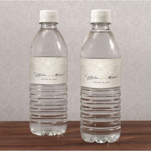 Vintage Lace Water Bottle Label Pastel Pink