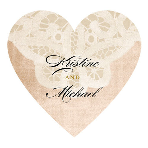 Vintage Lace Heart Sticker Pastel Pink