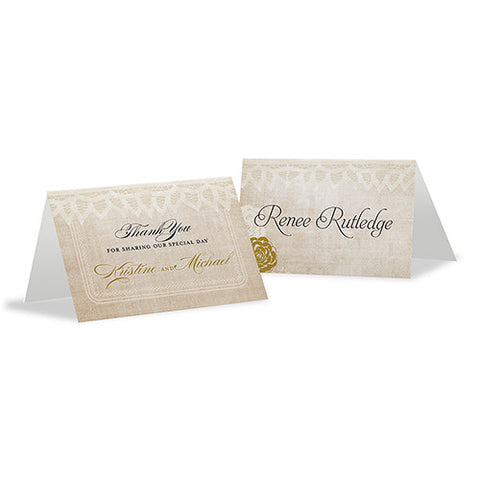 Vintage Lace Place Card With Fold Pastel Pink